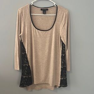 White House Black Market lace inset shirt